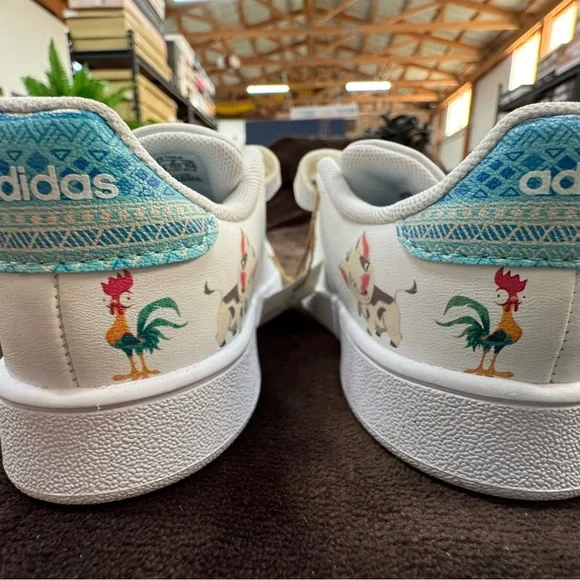Adidas Kids Moana White Floral Sneakers size 9K - Picture 5 of 11